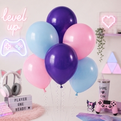 Purple, Pastel Blue & Pastel Pink Latex Balloons - 30pk